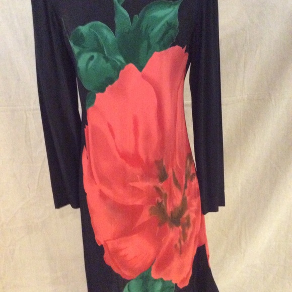 SOLD VINTAGE 90s sheer Big Floral slinky dress - Picture 2 of 5